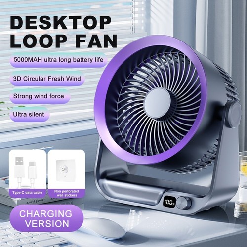 2PC Desktop Electric Fan Wall Mounted Handheld Fan USB Rechargeable Washable - Picture 2 of 22