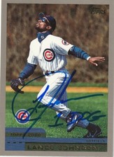 LANCE JOHNSON CHICAGO CUBS  SIGNED 2000 TOPPS CARD #157