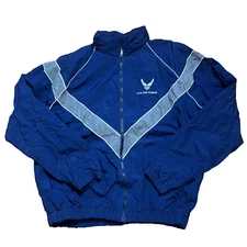 Vintage Air Force JWOD Skilcraft Blue Windbreaker Hooded Mesh Lined Size Large