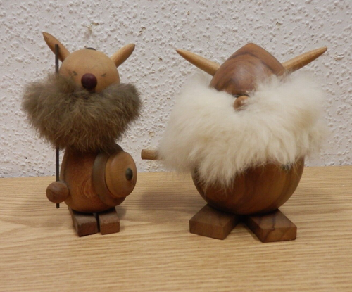 50er 60er 2 Wikinger Figuren Teakholz Danish Design 50s 60s Vintage - Bild 1 von 5