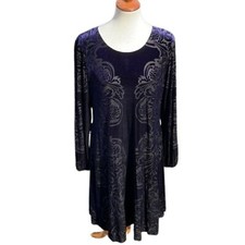 Eliza J Burnout Blue Velvet A-line Dress Size 10 NWOT