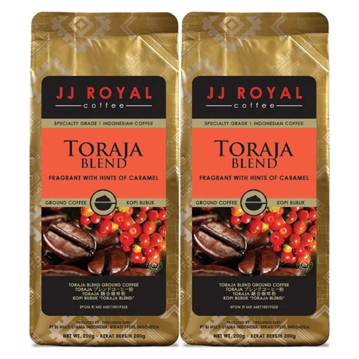 JJ  TORAJA コーヒー 4袋セット JJ Royal Coffee Indonesia Coffee Toraja Blend Ground Coffee 200g