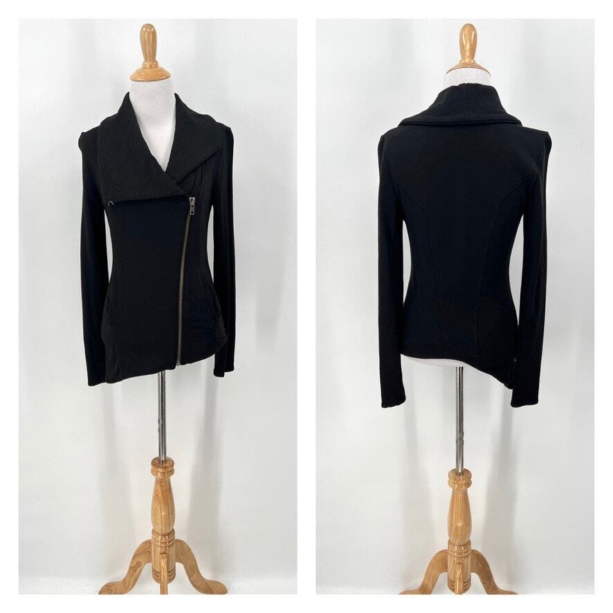 ジャケット・アウター HELMUT LANG zip up knit jacket-archive Helmut Lang Black Asymmetric Zip Jersey Knit Jacket Size Size