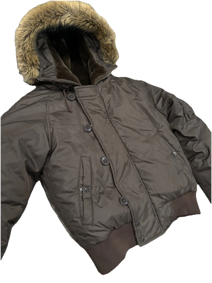 Ralph Lauren女式M巧克力60%羽绒短轰炸机夹克人造毛皮 — 第 2/4 张图片