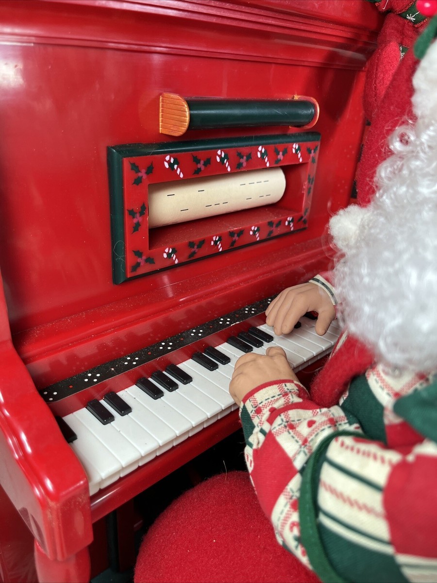 Vintage Large Animated Santa at Piano with Cassette Player & Tape