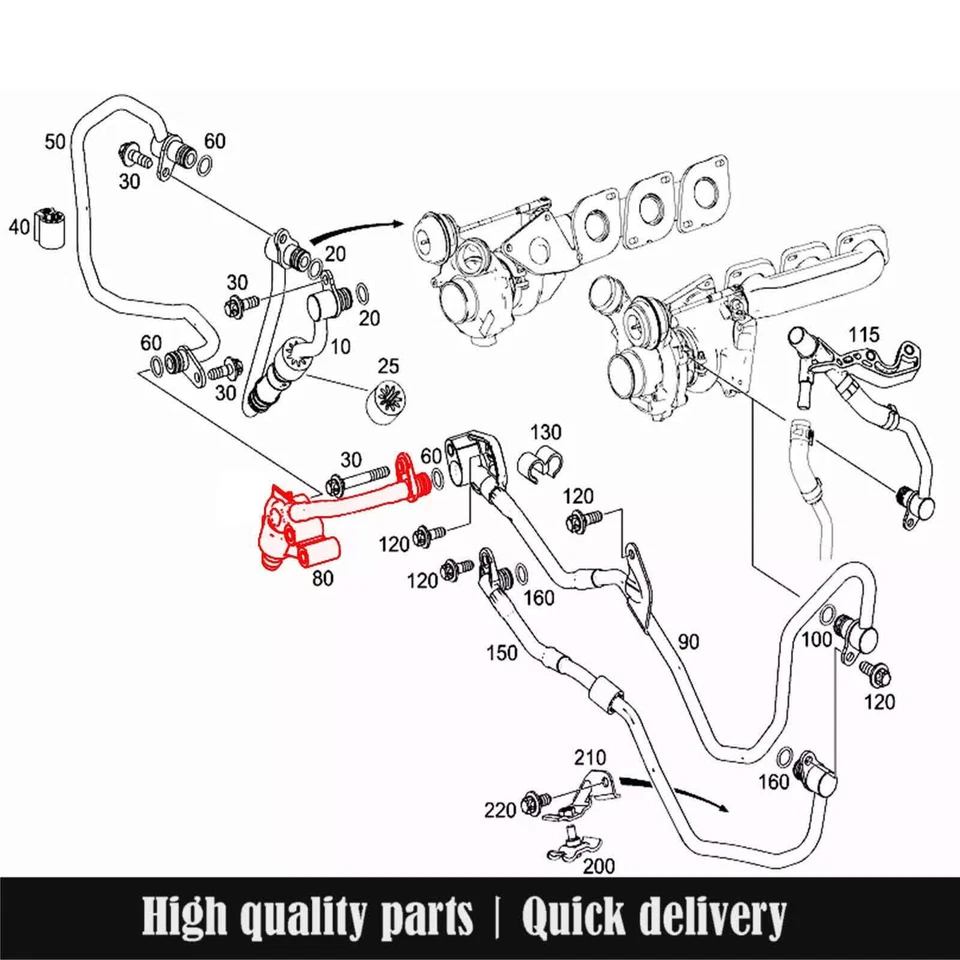 NEW Engine Turbo Coolant Short Pipe For Mercedes Benz GL450 GL550 GLS550 ML550 Foto 2 de 4