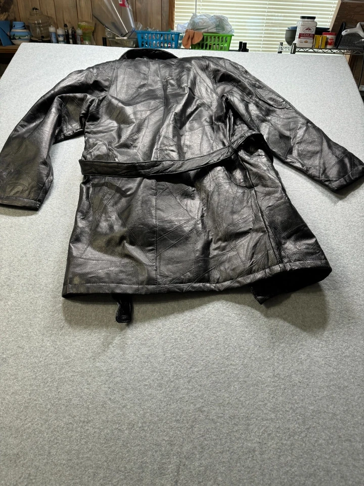 Итальянский камень дизайн натуральной кожи Тренч w/ремень черный L Giobanni Navarre - Изображение 4 из 4