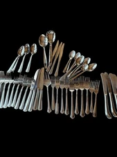 43 Piece Mixed Mikasa/Ekco Eterna, Others, Silverware Set With Serving Pieces. 