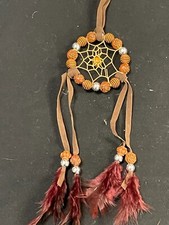 DREAM CATCHER - Handmade - Beaded w/Feathers - Wall Hanging - 7 inch