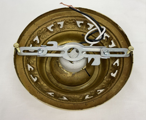 Antique Vtg Art Deco Flush Mount Ceiling / Wall Sconce Fixture 1920s 1930s 1940s - Picture 12 of 15