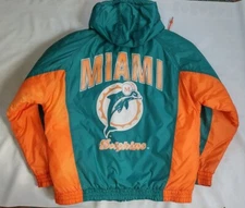 VINTAGE APEX ONE PRO LINE MIAMI DOLPHINS FULL ZIPP WIT HOOD WINTER JACKET SIZE L