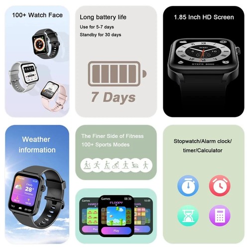 2025 Smart Watch For Men/Women, Waterproof Smartwatch Bluetooth iPhone Samsung - Picture 4 of 7
