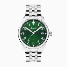 Image of Accurist Watch 76002 Mens Aviation Stainless Steel with Green Dial - RRP £169.00
