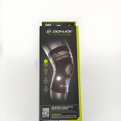 DonJoy Performance 4MM Knee Pad Support Compression Leg Sleeve, Size Large L 