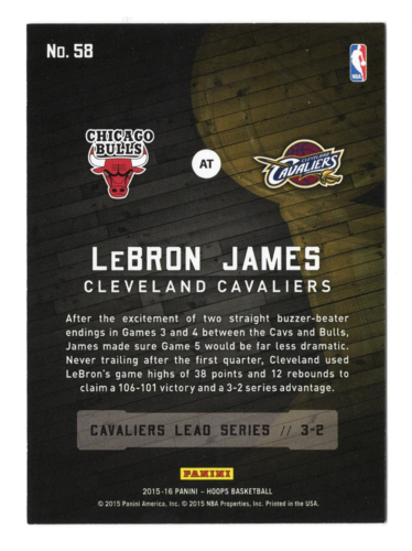 Lebron James 2015-16 NBA Hoops Basketball ROAD TO THE FINALS (Second Round, Game - Picture 2 of 2