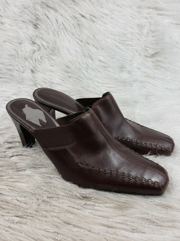 Sandalias WORTHINGTON 19963-8 Cuero Marrón Tacón Deslizable Talla 7 M Foto 4 de 4