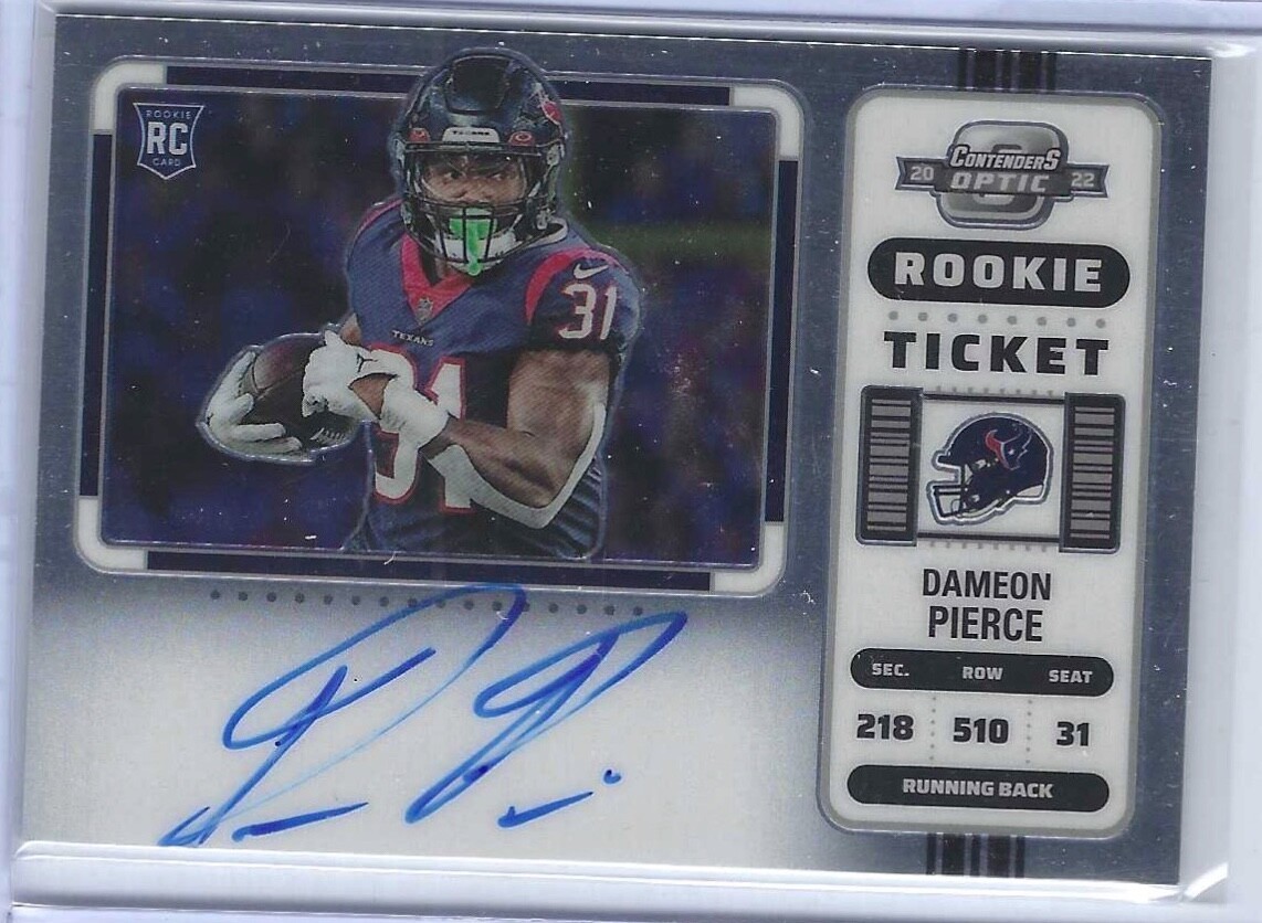 DAMEON PIERCE 2022 PANINI OPTIC CONTENDERS VARIATION ON CARD TICKET AUTO RC #111