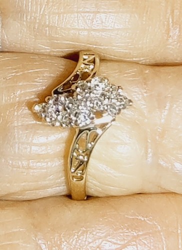 Vintage Retro 14k Y. Gold Round Diamond Cluster Cocktail Ring size 5 ((W82)) - Picture 4 of 5
