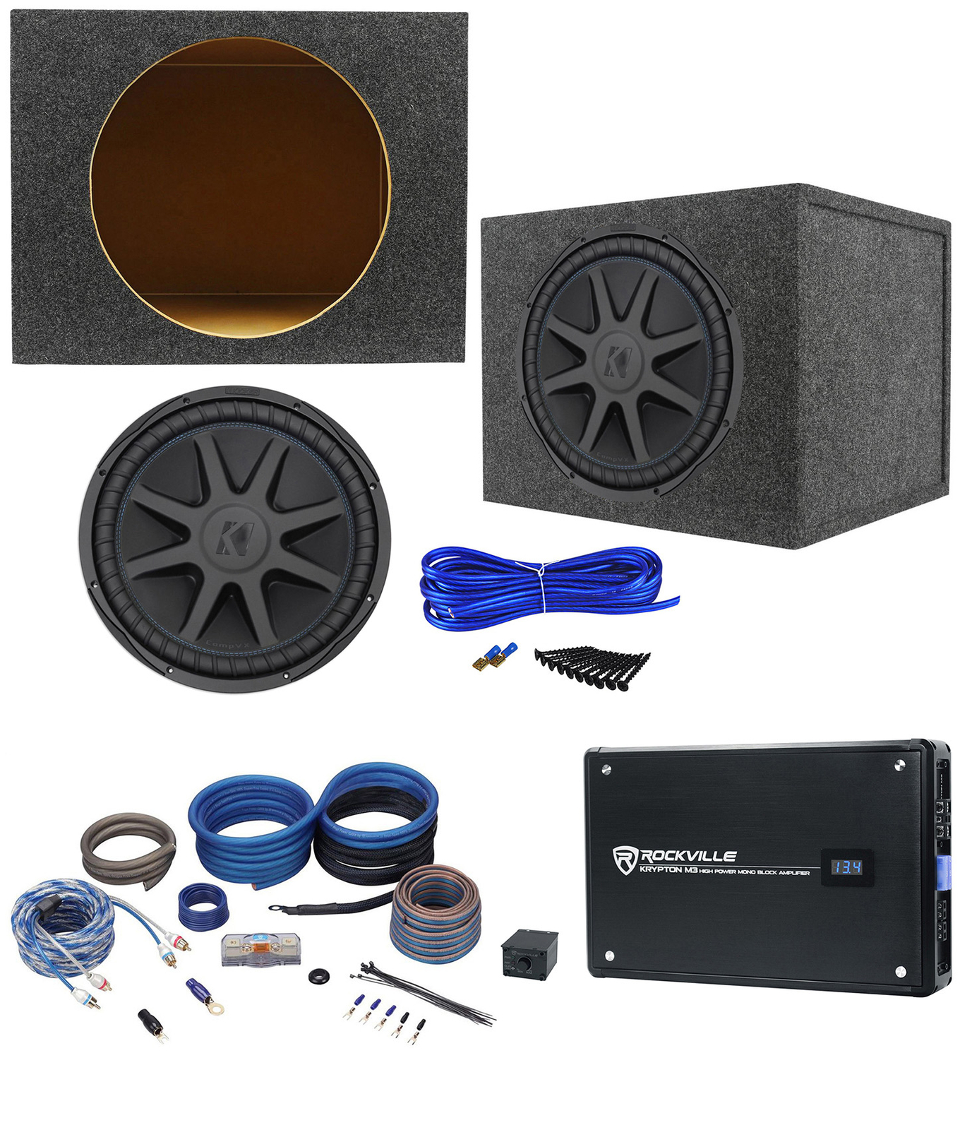 Автомобильный сабвуфер Kicker 44CVX152 CVX 15 мощностью 2000 Вт Герметичный сабвуфер моноусилитель Провода 69590₽