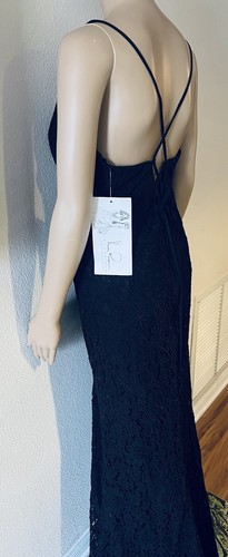 NWT $340 HAYLEY PAIGE Black LACE Full-Length Evening Wedding dress size 14 - Picture 5 of 15