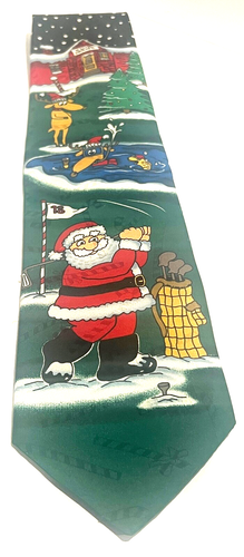 VINTAGE HALLMARK "YULE TIE GREETINGS" WEIHNACHTSMANN GOLF WEIHNACHTEN KRAWATTE