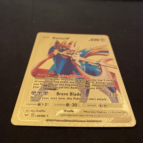 Pokemon Zacian V Gold Foil Fan Art #138/202 220HP - Picture 6 of 7