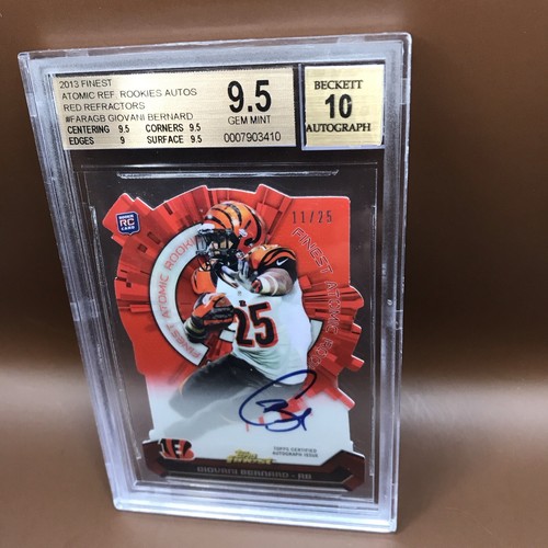 2013 Topps Finest Giovani Bernard Red Refractor Atomic Rookie Auto 11/25 BGS 9.5