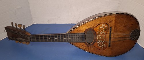 Vintage Antique Bowlback Mandolin c. 1900 With Inlay Pick-Guard MoP Edge As-is - Picture 8 of 12