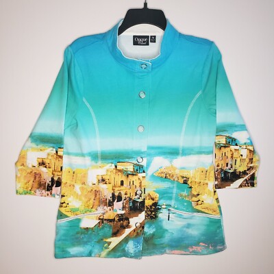 NWOT Vintage Onque Casual Lightweight Jacket Snap Closure Size M Coastal Town