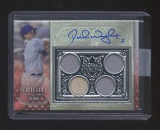 TOPPS STERLING DAVID WRIGHT AUTOGRAPH #ED 4/5 QUAD GAME BAT-JERSEY MINT METS 