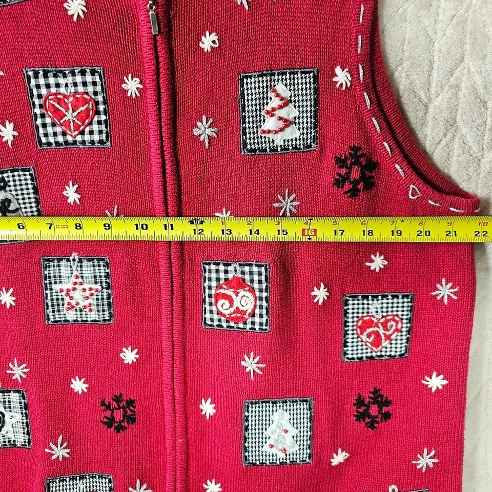 De Colección Erika Navidad Suéter Chaleco Mujer 1X Retazos Vacaciones Casa Kitsch Años 90 Foto 4 de 4