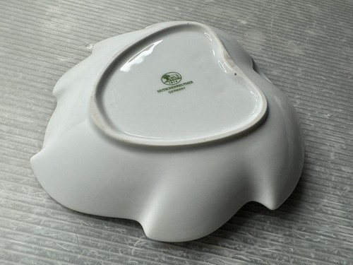 vintage HUTSCHENREUTHER leaf Trinket Dish Rosa Gallica Officinalis P.J. Redoute - Picture 11 of 12