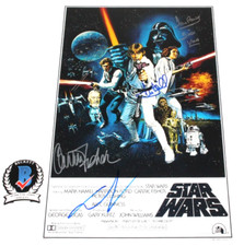 STAR WARS EPISODE IV A NEW HOPE CAST SIGNED 12x18 MOVIE POSTER X4 BECKETT BAS