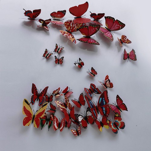 12 x 3D Butterfly Wall Stickers Home Decor Room Decoration Sticker Bedroom Girl - Picture 3 of 26