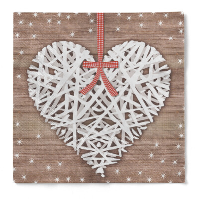 Serviette ''Cottage'' (Herz) aus Tissue 3-lagig, 33 x 33 cm, 20 Stück
