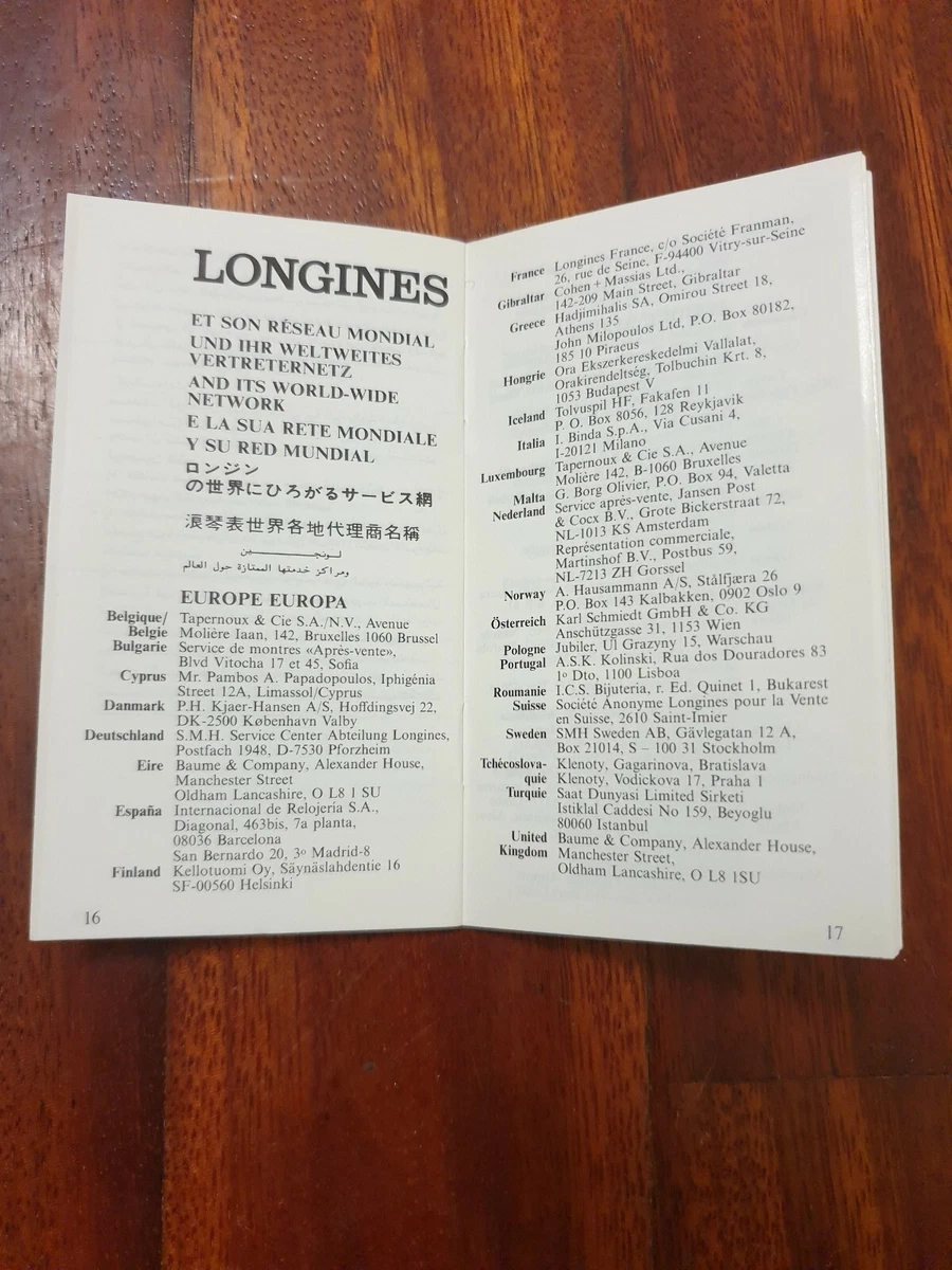 New old stock vintage Longines recommendations & service Booklet, blank unused