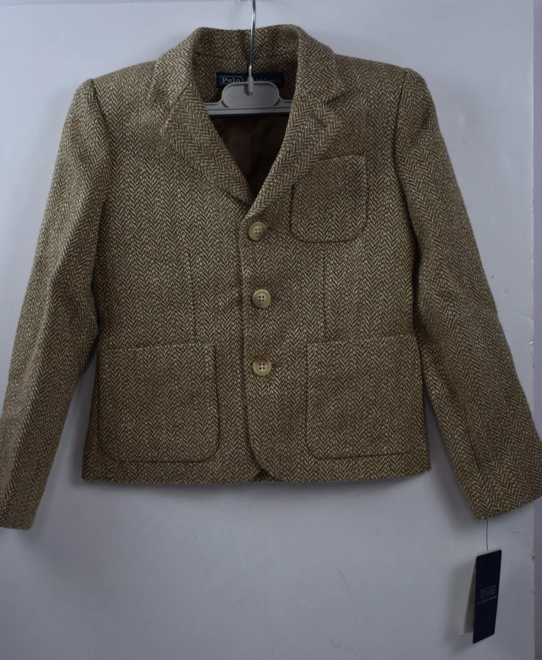 NUEVO CON ETIQUETAS Polo Ralph Lauren Niños Talla 6 Beige Tostado Chaqueta con Botones Blazer Bolsillos Italia Foto 2 de 4