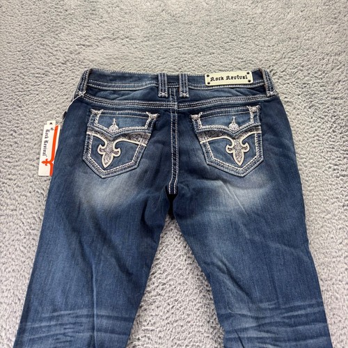 Rock Revival Jeans Damen 30x34 blau dunkle Waschung Baumwolle Stretch Arlene Boot NEU - Bild 10 von 14
