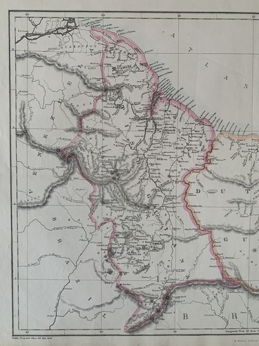 1863 Guiana Original Antique Hand Coloured Weekly Dispatch Map - Picture 2 of 3