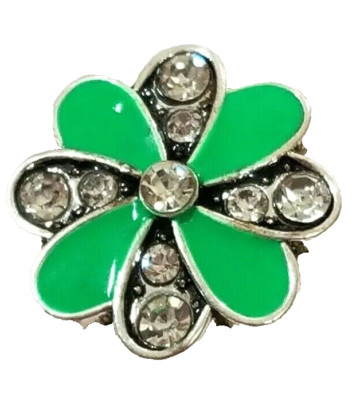 FLOWER GREEN 18mm/20mm GINGER SNAP BUTTON POPPER INTERCHANGEABLE JEWELRY