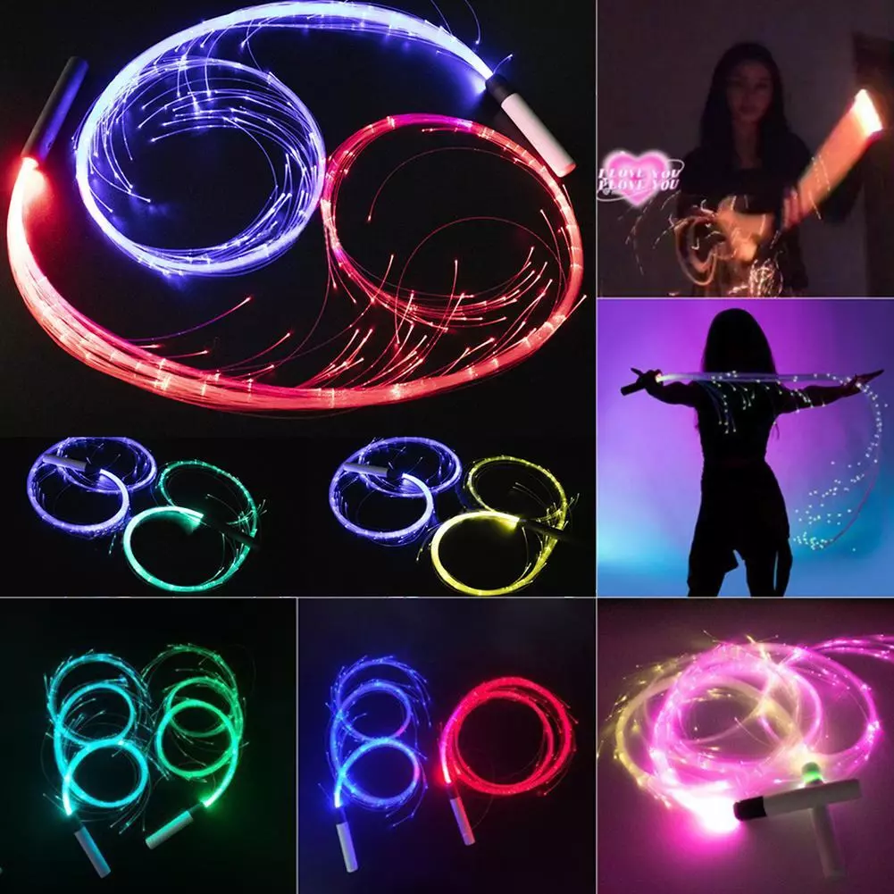 RGB LED Fiber Optic Whip 360 Swivel Bright Light Up Rave Pa GX