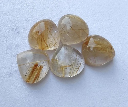100% Natural Rutilated Quartz Heart Shape Cabochon Wholesale Loose Gemstones - Picture 7 of 10