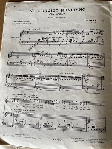 Dix Noels Espangole classical voice and piano music - Picture 7 of 10