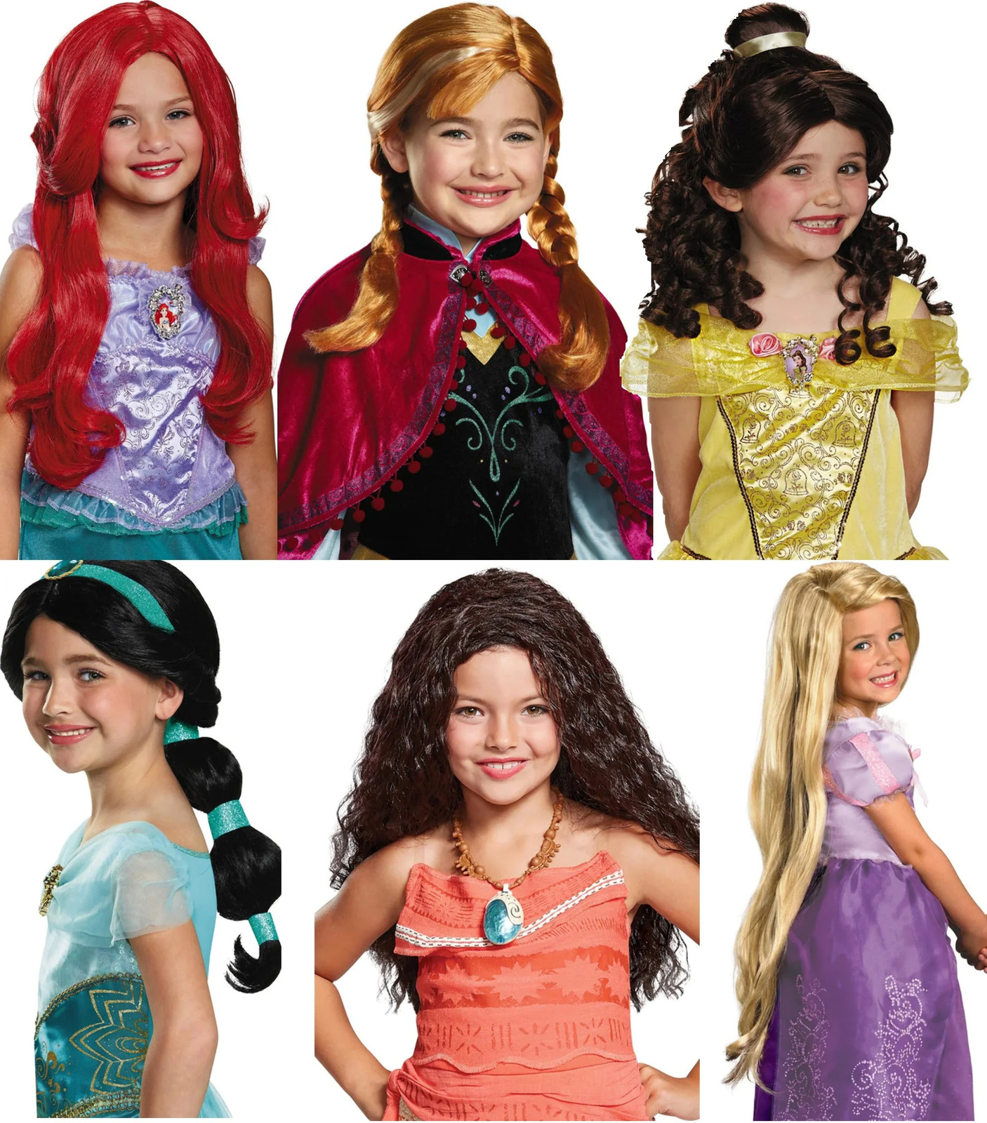 Princesa Disney Peluca Niña Cuento de Hadas Disfraz Libro Día Niños Autorizado