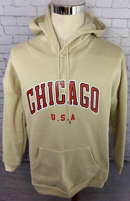 SHEIN Hoodie Pullover Sweatshirt Size Large Chicago Graphic Print 