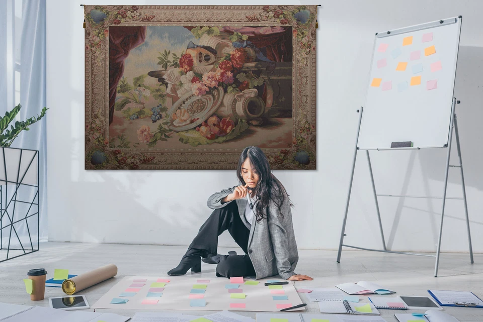 Мандолина французский гобелен настенный, цветочный настенное искусство новоселье подарок - Изображение 3 из 4