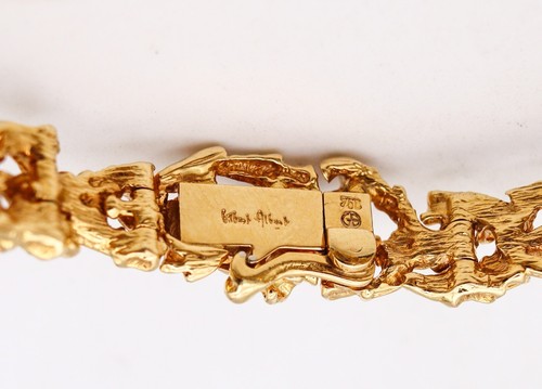 Gilbert Albert 1970 Organic Bracelet In 18Kt Yellow Gold With Diamonds And Pearl - Picture 4 of 8