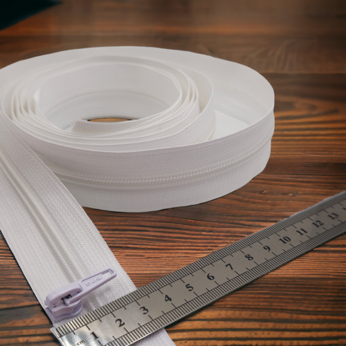 White Continuous Zip No5 Nylon chain and Auto lock sliders Upholstery Cushions+ - Picture 2 of 12