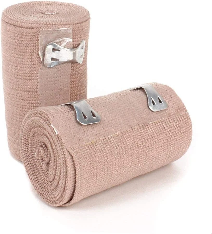 Elastic Bandage Wrap with Clips Flexible Firm Soft Support 3 In x 5 Yd  Stretch