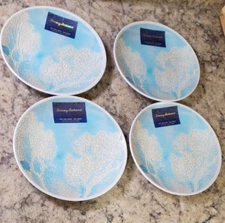 Tommy Bahama Coral Reef Melamine Luncheon Plates 9 Inch New Set of 4